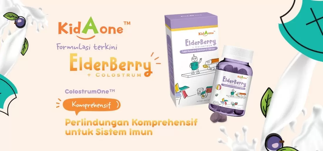 Kidaone formulasi baru elderberry dan kolostrum.